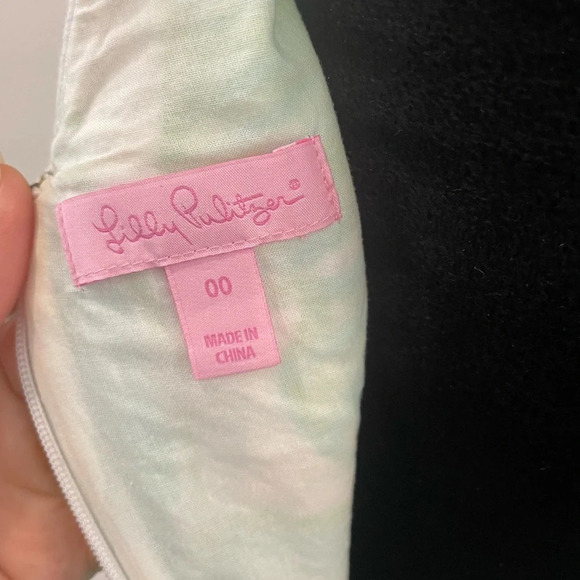 Lilly Pulitzer Dress Womens 00 Tessa Shift Green Sheen Fronds Place Preppy Sun - Picture 8 of 9